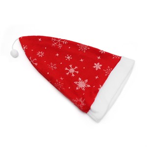 Kar Taneli Yılbaşı Noel Baba Şapkası - Kar Taneli Noel Şapka - Ponponlu Noel Şapka